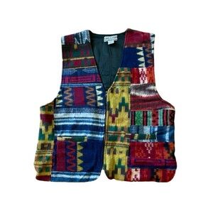 Vintage Coliseum Southwestern Patchwork Wool Vest - Size XXL